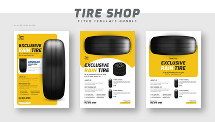 Tire shop catalog flyer bundle template | Tire parts product catalog sale promotion leaflet or poster | Auto repair shop banner set