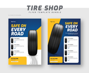 Tire shop catalog flyer bundle template | Tire parts product catalog sale promotion leaflet or poster | Auto repair shop banner set