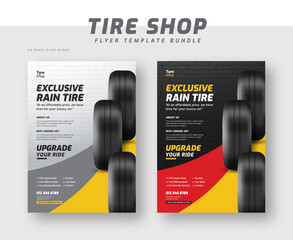Tire shop flyer bundle template | Tire parts product sale promotion leaflet or poster | Auto repair shop banner set