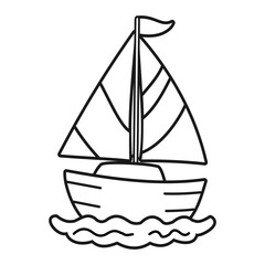 Sailing boat vector illustration coloring page isolated on white background	