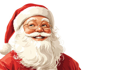 Cheerful Santa Claus Portrait with Blank Space for Text Vector Illustration