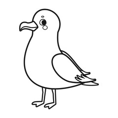 Seagull coastal bird vector illustration coloring page isolated on white background	