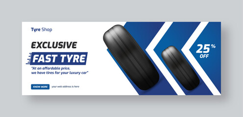 Tire shop social media facebook cover web banner template | Auto repair shop banner | Car tire parts sale promotion or service advertising template