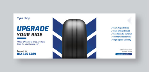 Tire shop social media facebook cover web banner template | Auto repair shop banner | Car tire parts sale promotion or service advertising template