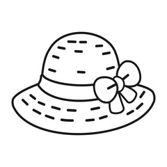 Sunhat stylish summer hat vector illustration coloring page isolated on white background	