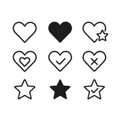 Modern heart valentine icons vector collection. Outline symbols. Line design