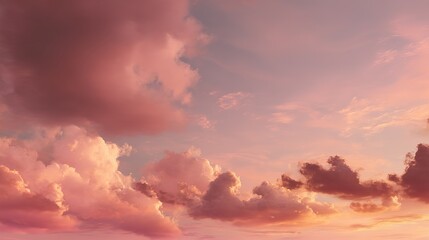Obraz premium Abstract Dawn Break: Layered Soft Clouds in a Warm Orange and Pink Gradient, Minimalist Vibe with Emotional Poignancy