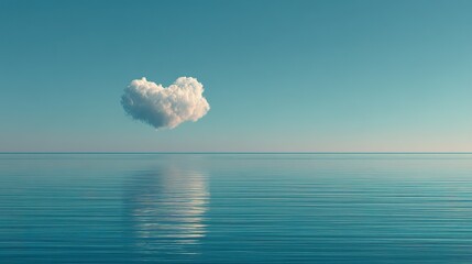 Calm Water Reflection of Soft White Cloud Symbolizing Rebirth
