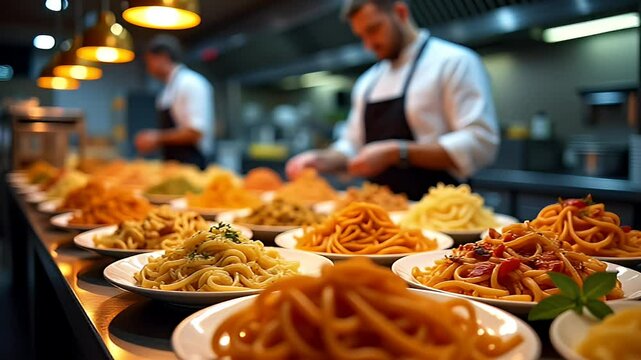 Assortment of Packaged Pasta and Spaghetti: Bulk Food Items for a Fast-Food Establishment