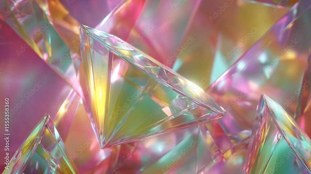 Wall mural iridescent crystals creating stunning visual effect with light and shadow