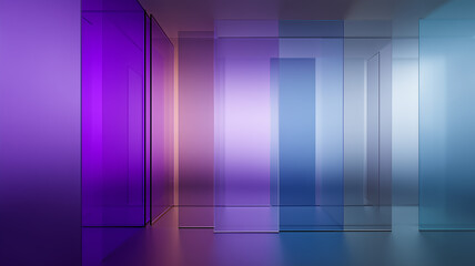 Colorful glass panels creating a modern and abstract space