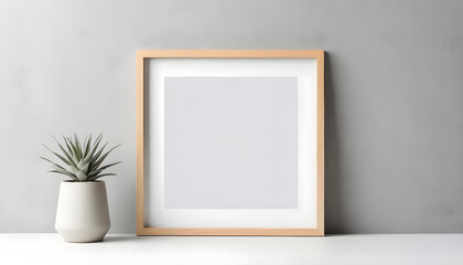 Minimalist picture frame with indoor plant contemporary home decor modern aesthetic neutral colors