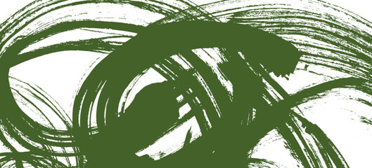 Abstract textured dark grass green distressed painted bold brush strokes background. Grunge forest color retro paintbrush stroke smear with spray texture for banner, surface, poster design