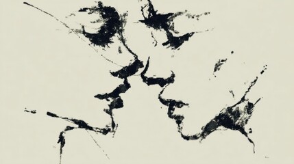 Naklejka premium Abstract Monochrome Drawing Of Lovers