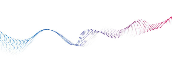 Abstract flowing wave made of a halftone dot pattern. Dynamic data wave technology background with a halftone particle effect	
