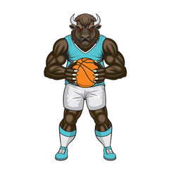 basketball mascot bison vector illustration bison basketball design