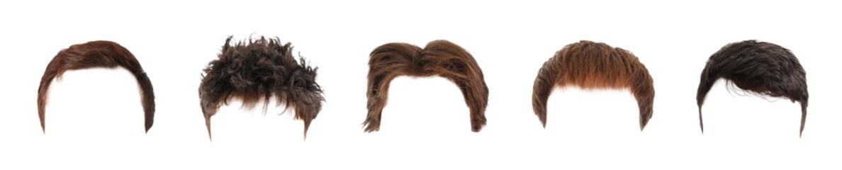 Set of men's hairstyles for designers on white background