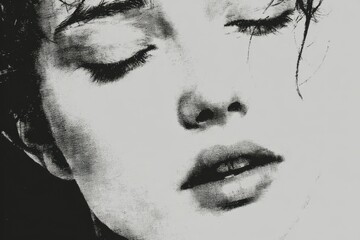 Close Up Monochrome Portrait Of A Person With Eyes Closed