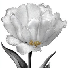 Obraz premium Detailed Monochrome Illustration Of A White Flower