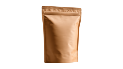 Brown packaging bag for food products on a white isolated background.