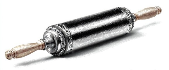 Vintage Wooden And Metal Rolling Pin Illustration
