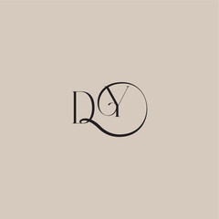dinamyc curvy initial concept DY elegant and luxury style monogram wedding logo letter