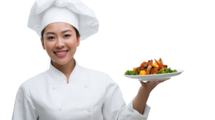 Chef presenting a delicious dish with vibrant colors and fresh ingredients.