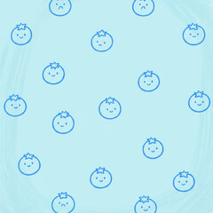 Fototapeta premium Simple Outline Blueberry Pattern: Minimalist Hand-Drawn Characters in a Subtle Seamless Design for Clean and Bright Backgrounds
