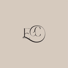 dinamyc curvy initial concept EC elegant and luxury style monogram wedding logo letter