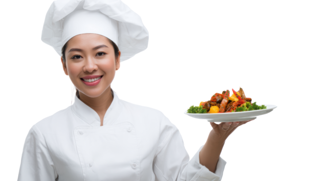 Chef presenting a delicious dish with vibrant colors and fresh ingredients.