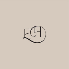 dinamyc curvy initial concept EH elegant and luxury style monogram wedding logo letter