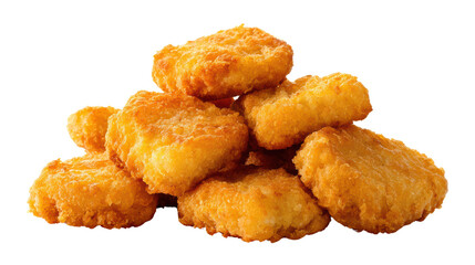 Delicious golden-brown chicken nuggets piled on a surface.