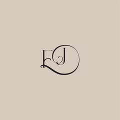 dinamyc curvy initial concept FJ elegant and luxury style monogram wedding logo letter