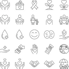 Fototapeta premium Community Care Icons: Love & Support Symbol Set