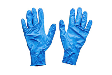 Fototapeta premium A Pair Of Blue Nitrile Gloves Lie Flat On A Transparent Background The Gloves Are New And Unused