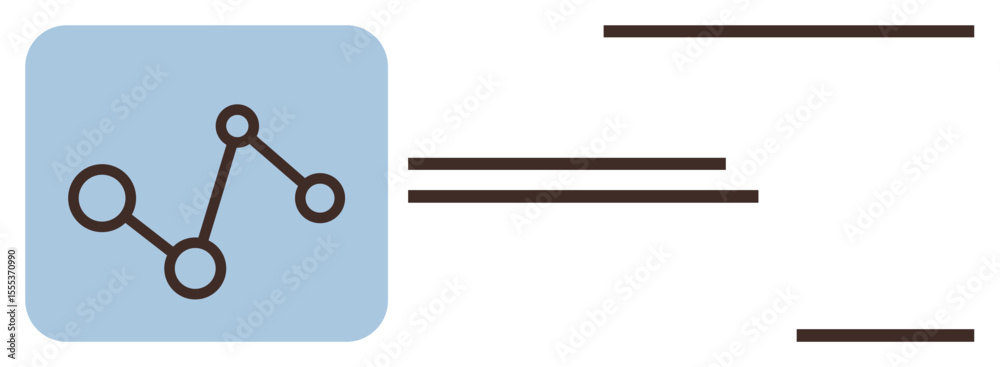 Poster network chart with connected nodes inside a blue square and horizontal data bars. ideal for analytic