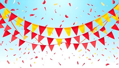 Obraz premium Festive celebration banners outdoor party decorative content bright atmosphere eye-level view joyful concept