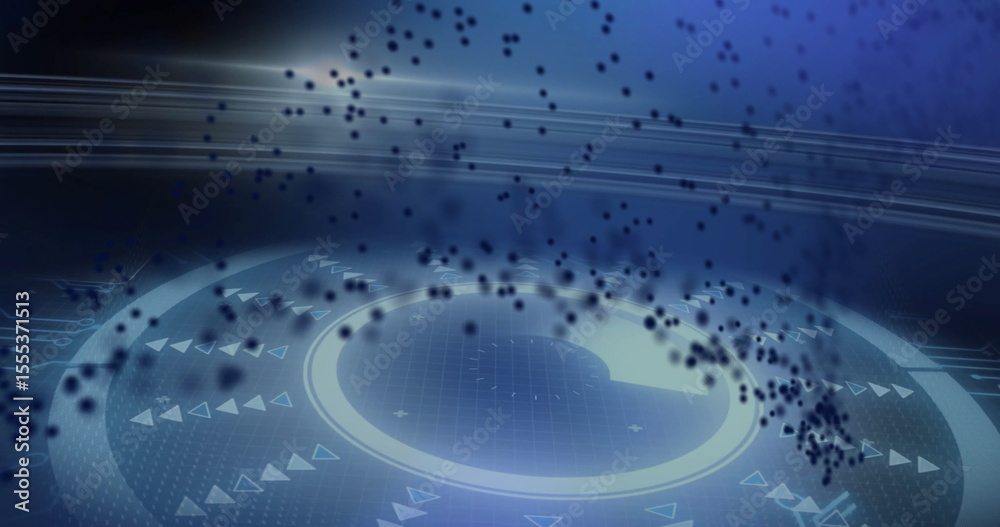 Aufkleber pulsating circular ui element pulsating in interface space, with concentric rings and data streams
