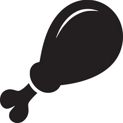 Simple black silhouette of a chicken drumstick on a white background food illustration design element