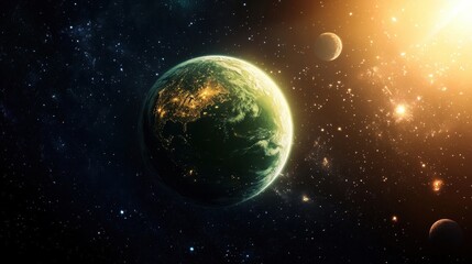 Fototapeta premium A Beautiful View of Earth Surrounded by Stars and Planets in the Vast Universe