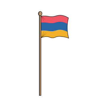 Armenian flag with pole. Made in Indonesia, West Java, Cirebon