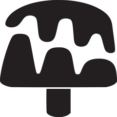 Isolated black silhouette of a melting popsicle with stick on a plain white background graphic art