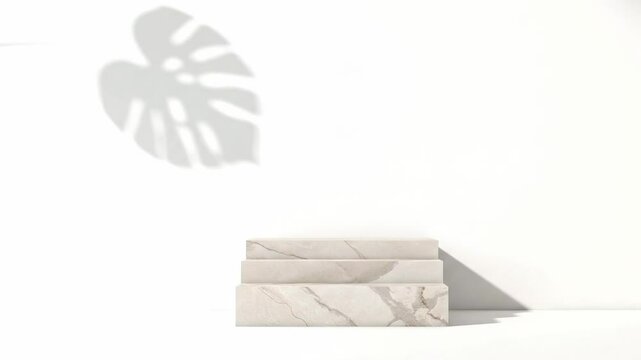 Premium podium display wiyh leaf shadow, cosmetics or beauty product promotion mockup