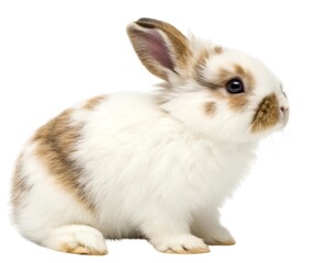 Obraz premium White fluffy bunny, a cute small domestic pet mammal, isolated on a white background