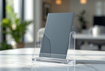 Empty brochure holder in office