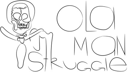 Old man struggle icon of the Death like sceleton
