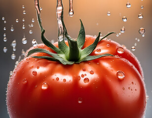 Fresh Tomato with Water Droplets