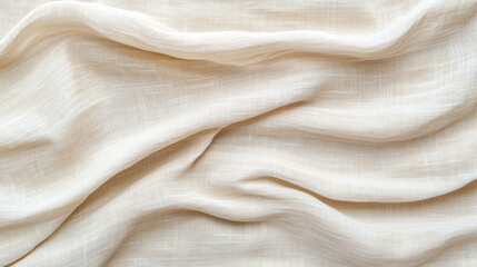 Fototapeta premium Soft cream linen fabric draped elegantly, showcasing delicate texture and subtle folds