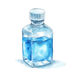 Mouthwash, watercolor vector, isolated on a white background.