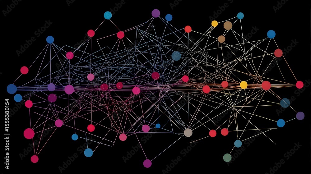 Poster Dynamic network visualization digital space infographic abstract aerial view data representation